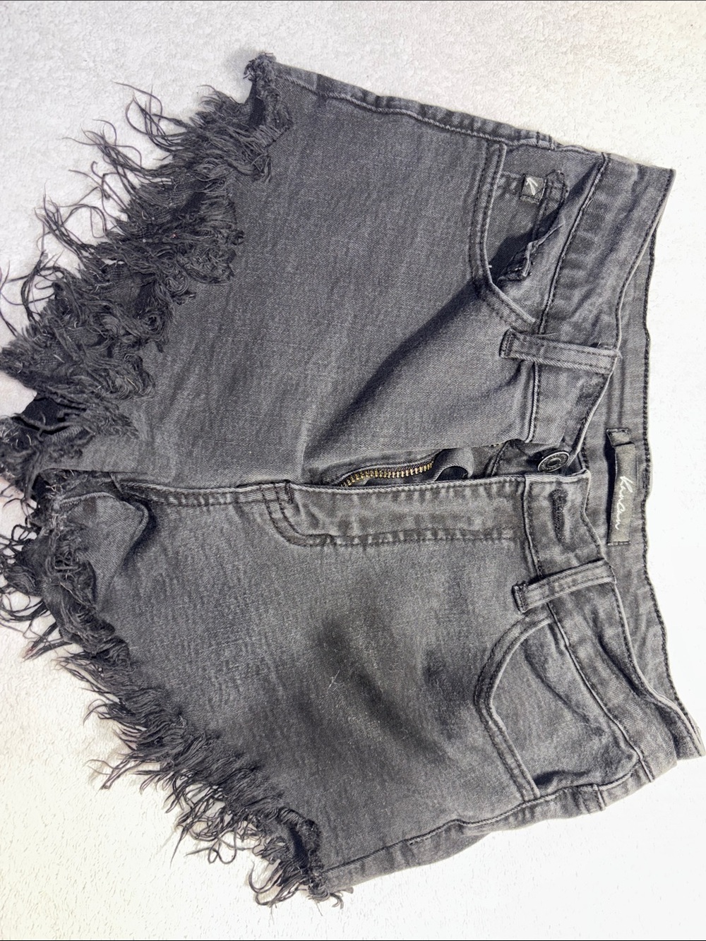 KanCan Black Frayed Hem Denim Shorts